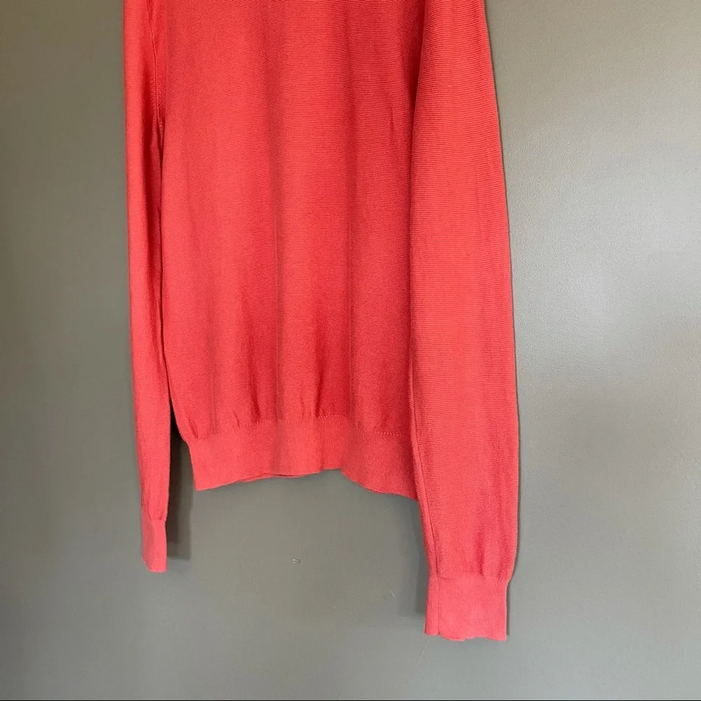 J.Crew Men's Cotton Crewneck Sweater in‎ Garter Stitch Size Large Red Orange
